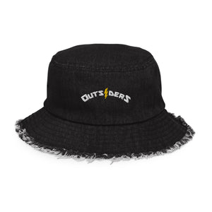 Distressed denim bucket hat